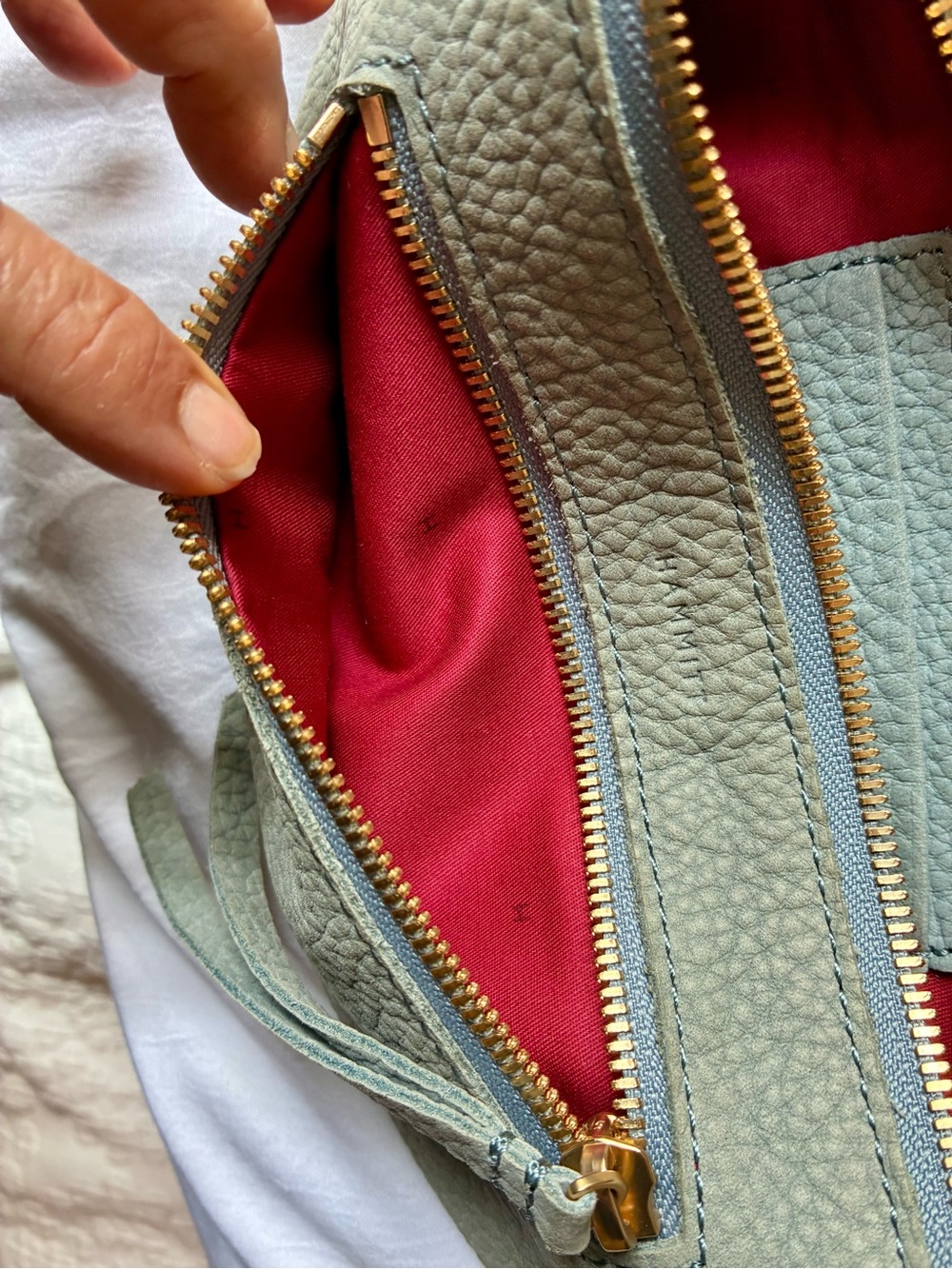 HAMMITT Charles Medium Crossbody Belt Bag Bay Blue Nubuck PRE-OWNED - Picture 10 of 11